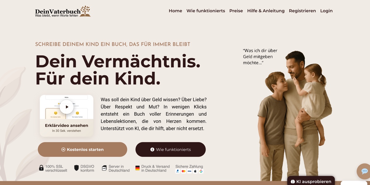 DeinVaterBuch - KI-gestützte Plattform